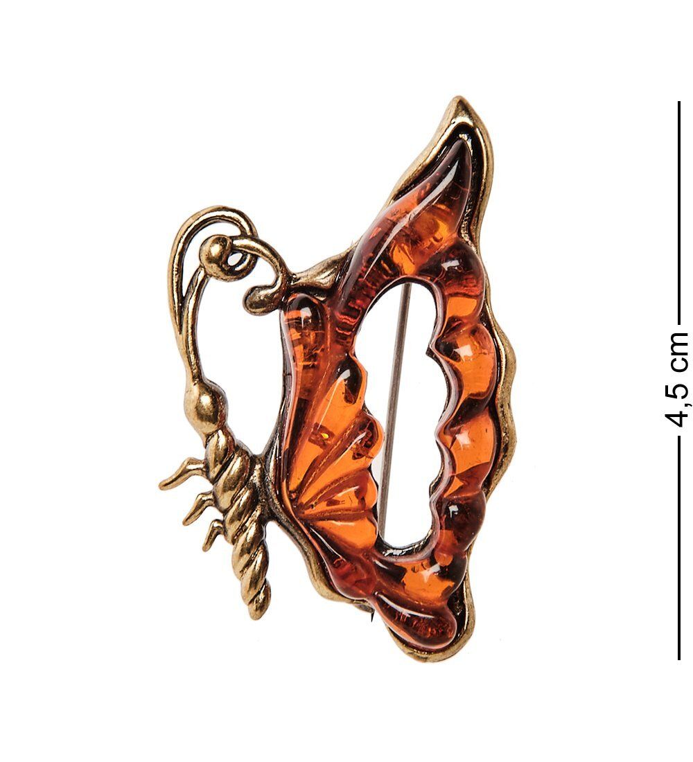 AM-2545 Брошь «Бабочка Ночная» (латунь, янтарь)