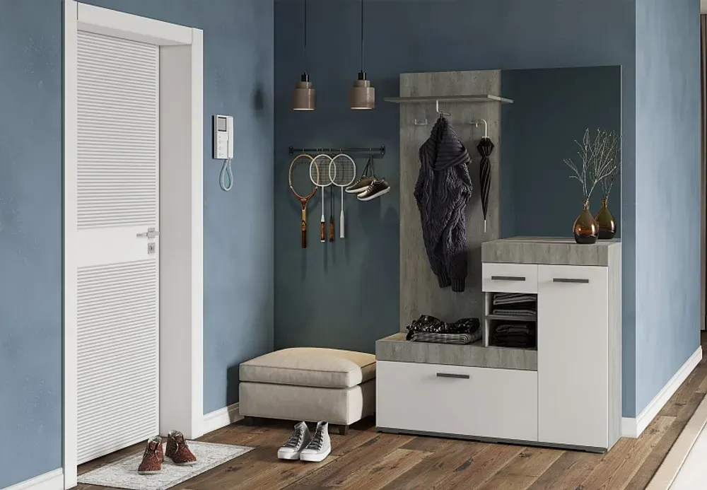 Прихожая Инстайл бетон/белый