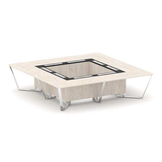 Steel Meet Стол переговорный квадратный MMK-PR.B.SP-16K Денвер Светлый/Графит Глянец/Нержавеющая Ста