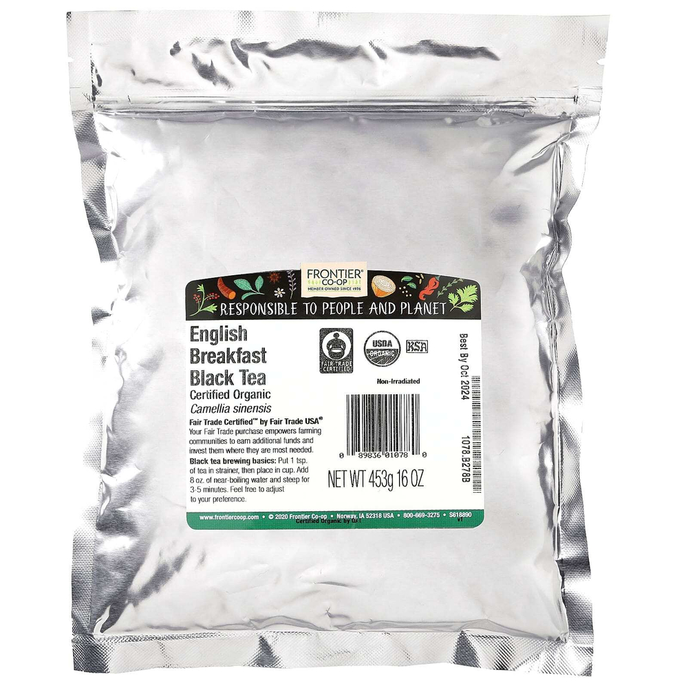 Frontier Co-op, органический черный чай «Английский завтрак», 453 г (16 унций)