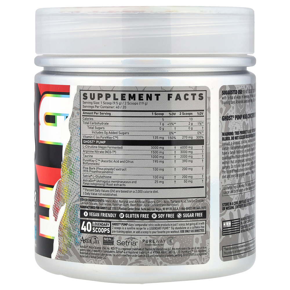 Ghost, Pump, Sour Strips® Rainbow, 380 г (13,4 унции)