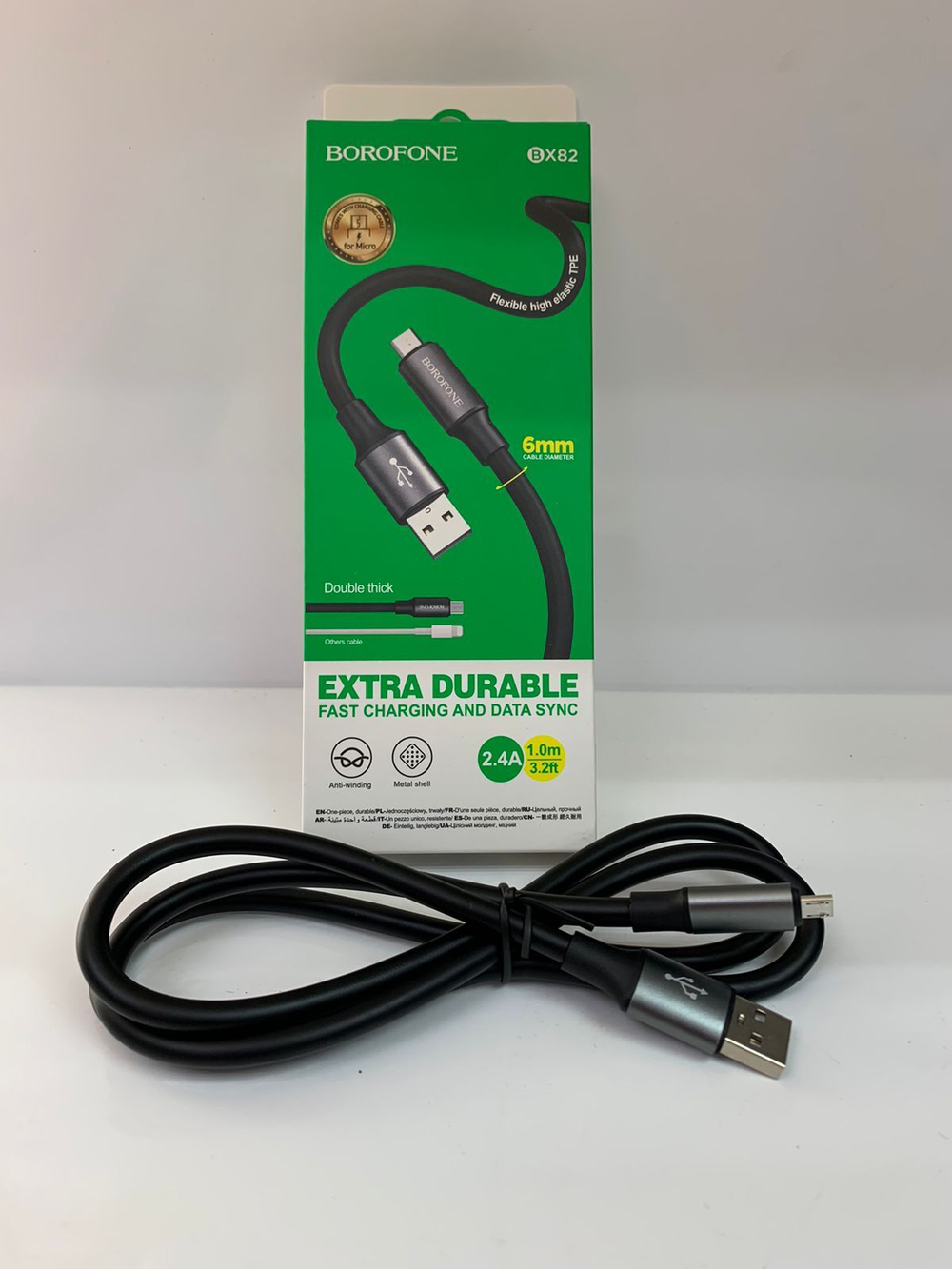 Кабель microUSB Borofone BX82 (2.4A,1m) black