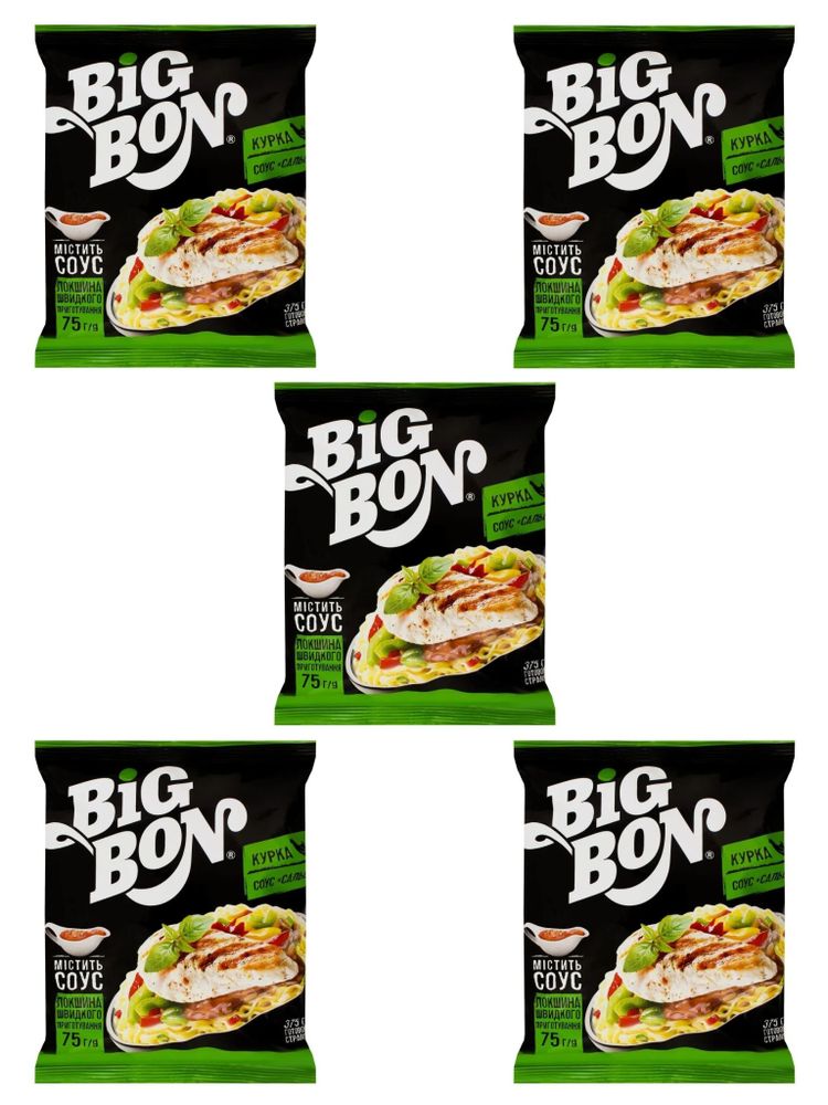 Лапша Big Bon Курица и соус сальса 75 г x 5 шт