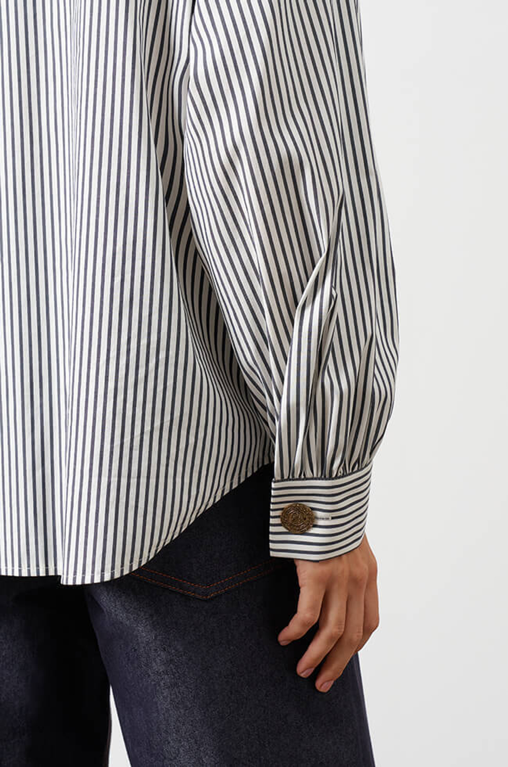 22982 Блузка женская (молочный, серая полоска)