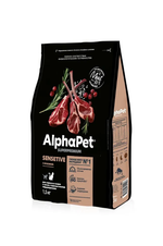 Сухой полнорационный корм для взрослых кошек с чувствительным пищеварением AlphaPet Superpremium (АльфаПет) 1,5 кг с ягненком