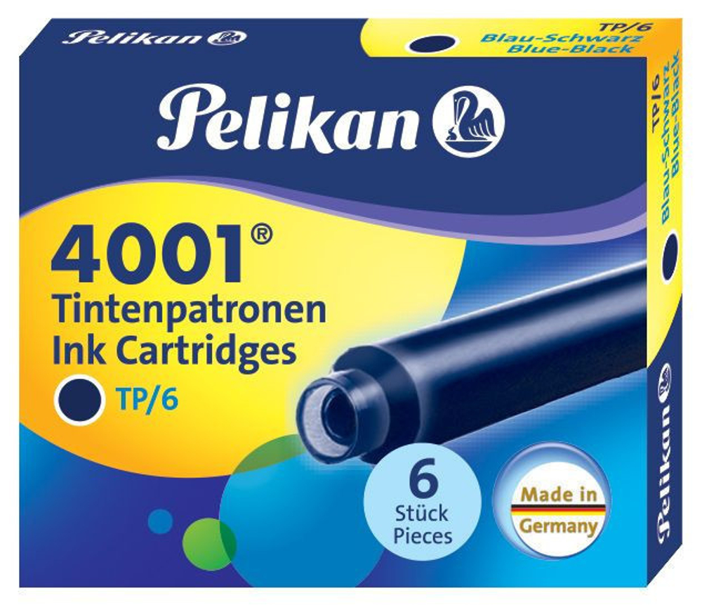Картриджи - Pelikan, сине-черные 6 шт.