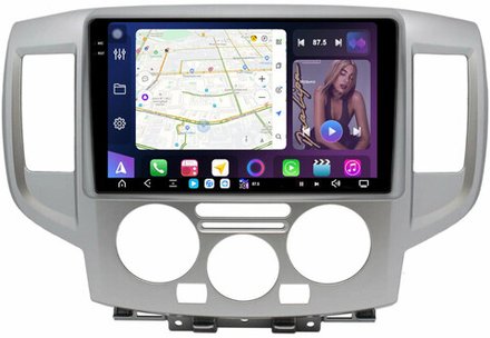 Магнитола для Nissan NV200 2009+ (рамка серебро) - FarCar XXL9-9677 монитор 9.5" 2K QLED на Android 14, TS20, 8+256Гб, CarPlay, 4G SIM-слот