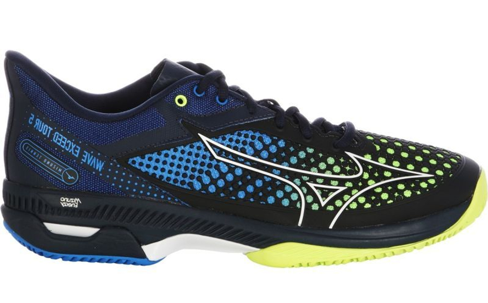 Мужские кроссовки теннисные Mizuno Wave Exceed Tour 5 CC - totalclipse/neolime/supersonic