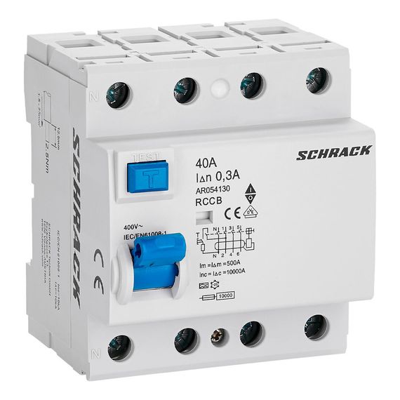 УЗО Schrack Technik 4P 40A 300mA тип A 10kA Amparo AR054130-- (ВДТ)