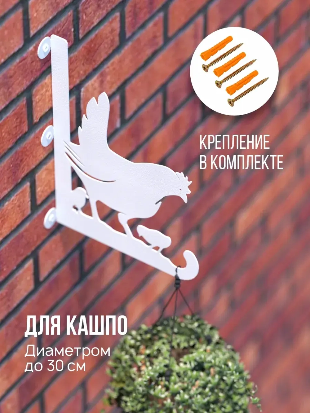 Кронштейны для кашпо Курица и Петух-2 шт белые