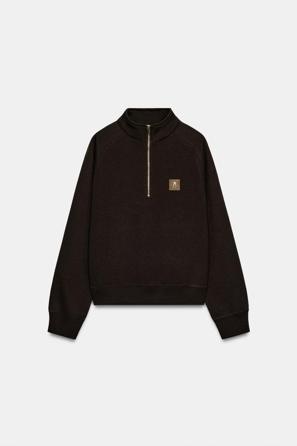 ZARA ТОЛСТОВКА НА МОЛНИИ С НАШИВКОЙ, КОРИЧНЕВЫЙ