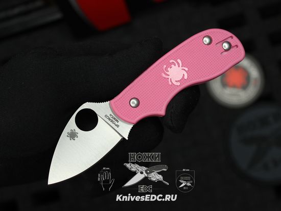 Складной нож Spyderco Squeak Pink C154PPN c клинком из стали Böhler N690Co, рукоять FRN