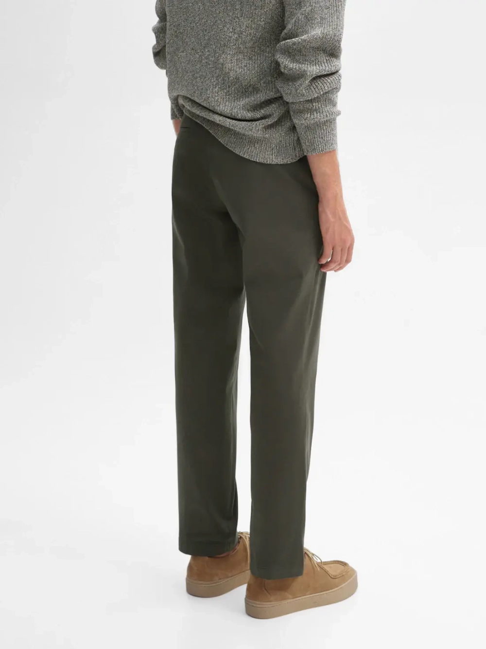 Massimo Dutti Зауженные брюки чинос из хлопка, зеленый