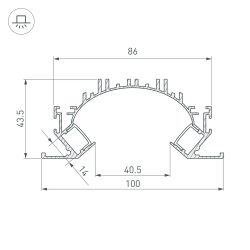 Профиль ARH-CEIL-REFLECT-DUAL-2000 ANOD (Arlight, Алюминий) 036364