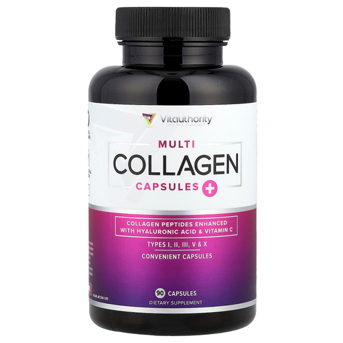 Vitauthority, Multi Collagen Capsules+, коллаген, 90 капсул