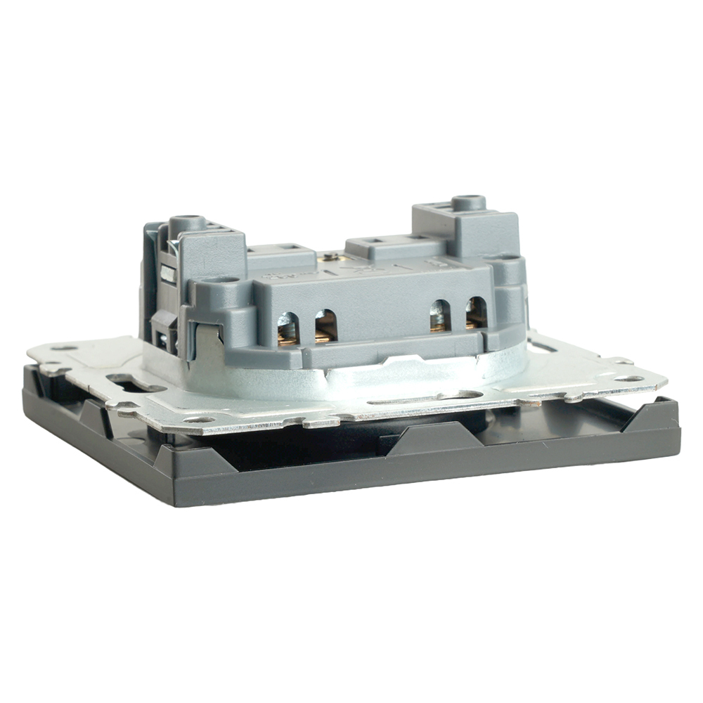 Розетка 1-местная с защитной шторкой (механизм), STEKKER, б/з, 250В, 16А, серия Эмили, RST16-5109-05, черный уголь, soft touch 49850