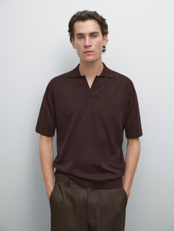 Massimo Dutti Поло с V-образным вырезом, бордо