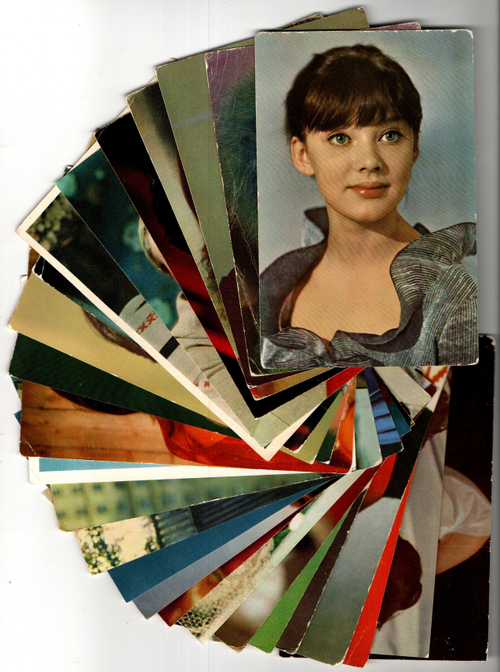 №129 Открытки Артисты и актёры СССР 1970–1980-е г. 25 штук. Цветные, чистые, без повторов
