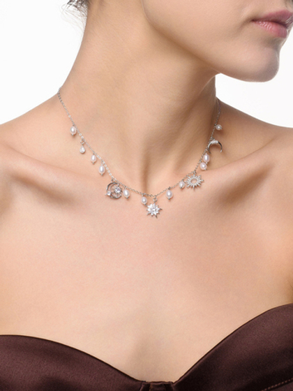 Чокер "Sun and moon pearl" Silver