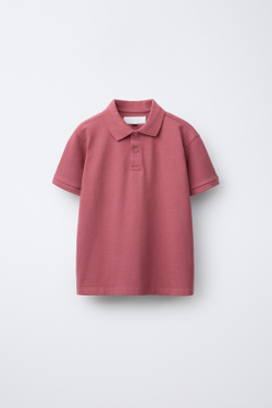 ZARA БАЗОВОЕ ОДНОТОННОЕ ПОЛО, КЛУБНИЧНЫЙ