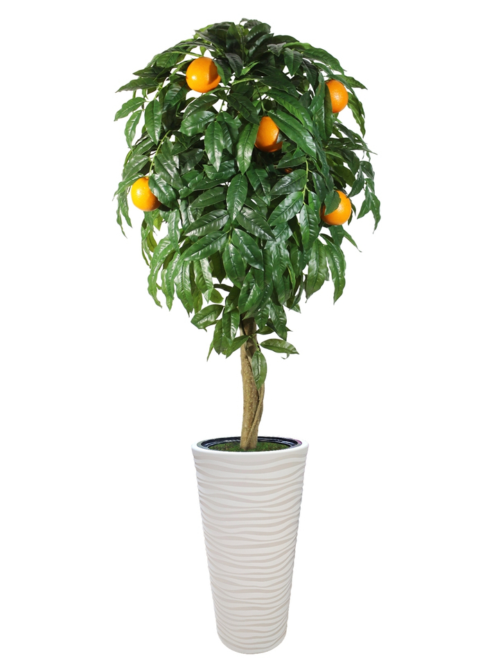 Искусственное дерево Апельсин 190 см в высоком напольном кашпо