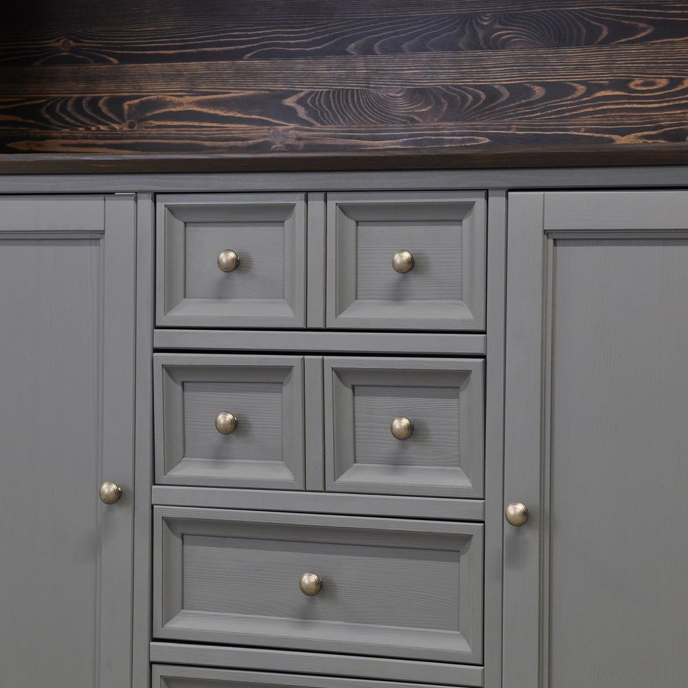 Буфет деревянный с 4 дверями Лэйквью 155х41х202 см с подсветкой, из натуральной сосны