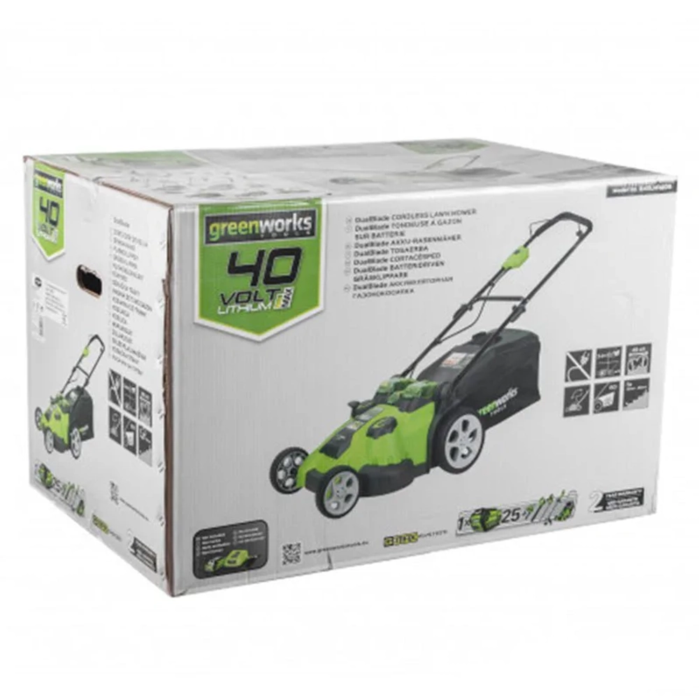 Аккумуляторная газонокосилка Greenworks G40LM49DBK8 40В (1 x 8 Ач, Быстрое ЗУ) нож 49 см, 2500207U8F