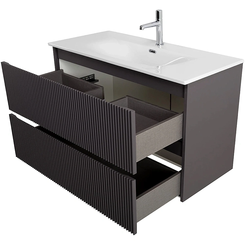 Тумба с раковиной BelBagno 100 UNO-MINI-1000-2C-SO-GSO+BB-8099-3-100 темно-серая матовая