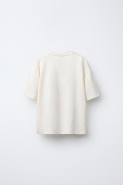 ZARA ФУТБОЛКА С ПРИНТОМ, ЭКРЮ