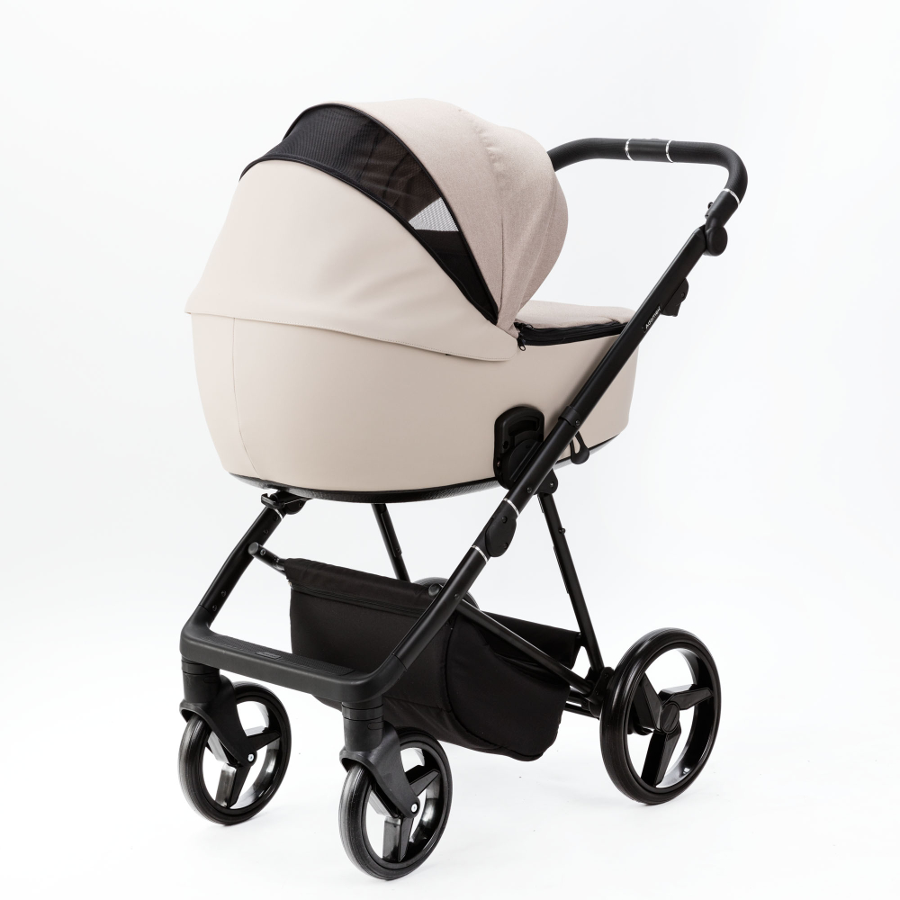 Детская универсальная коляска Adamex Blanc 2 в 1 LUX PS-18 Светло-бежевый, светло-бежевая экокожа