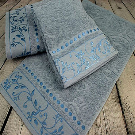 Набор из 3-х полотенец жаккардовых "П37. СВЕТЛО-СЕРЫЙ", 100% хлопок, Россия.