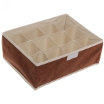 Кофр - органайзер для хранения вещей с прозрачной крышкой «УЮТДОМА», цвет махагон коричневый, 12 отделений, 32*23*12см