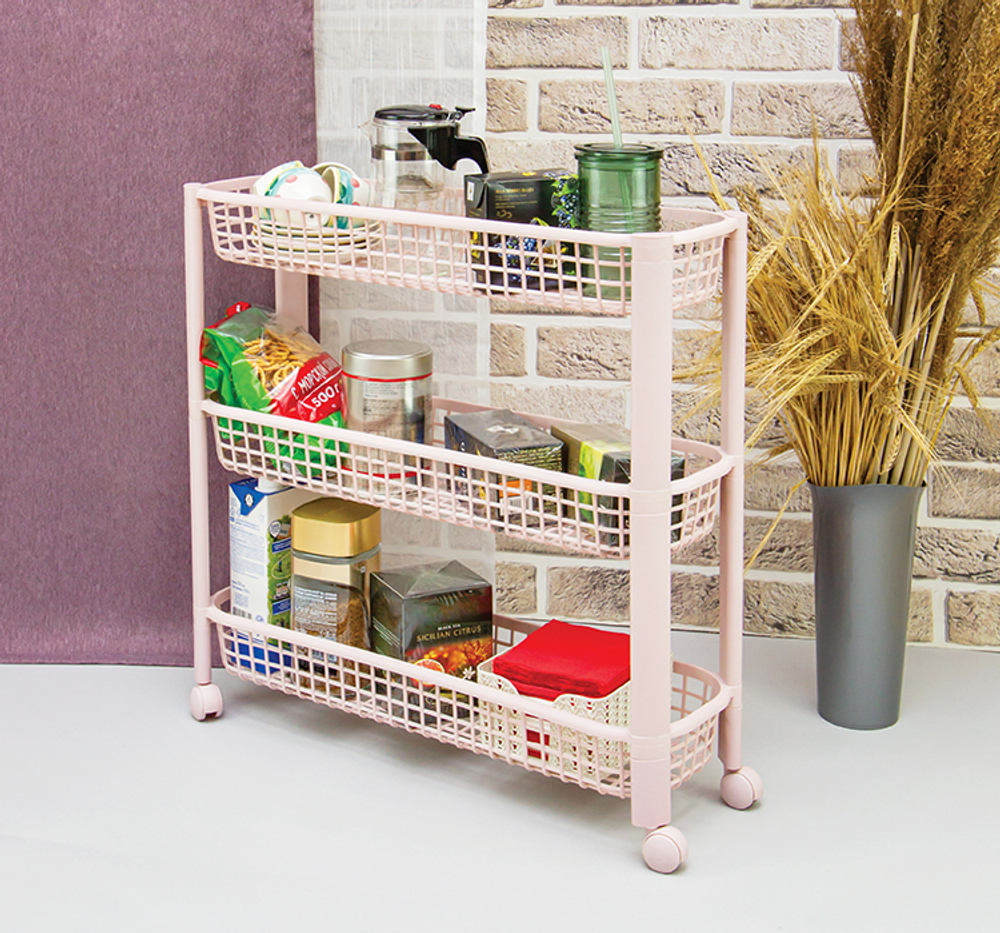 Полка узкая на колёсах (3 секции)