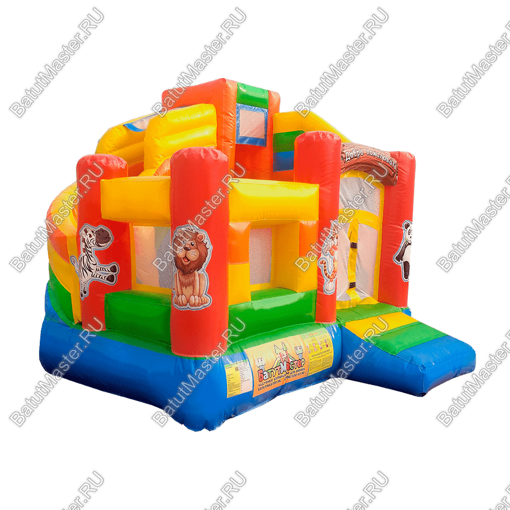 Детский надувной батут "Границы радости со львёнком", размер 3,5*3*2.7 м