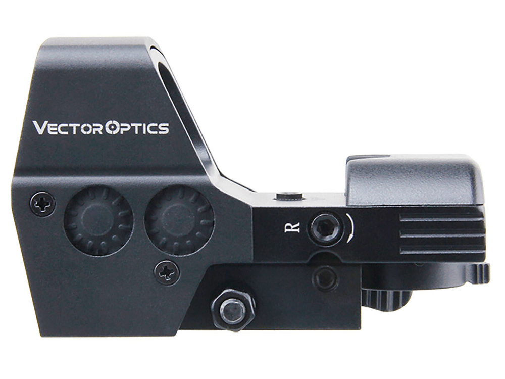 Коллиматор Vector Optics Omega 1x23х33, открытого типа, 4 марки, красная/зелёная, 6 уровней, б/с на Picatinny, IPX4,193г