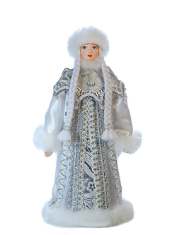 Кукла фарфоровая Снегурочка в шубке с пелериной. Новогодний сувенир ручной работы