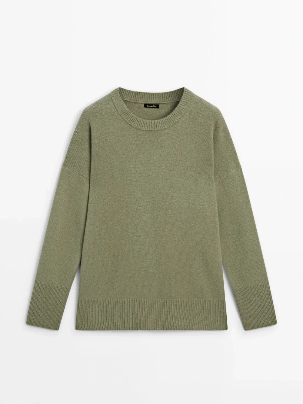 Massimo Dutti Свитер из 100% кашемира с круглым вырезом, бирюзовый