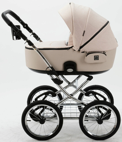 Детская коляска Adamex Porto Retro 2 в 1 PO-PS33 (СВ.БЕЖ+СВ.БЕЖА КОЖА)