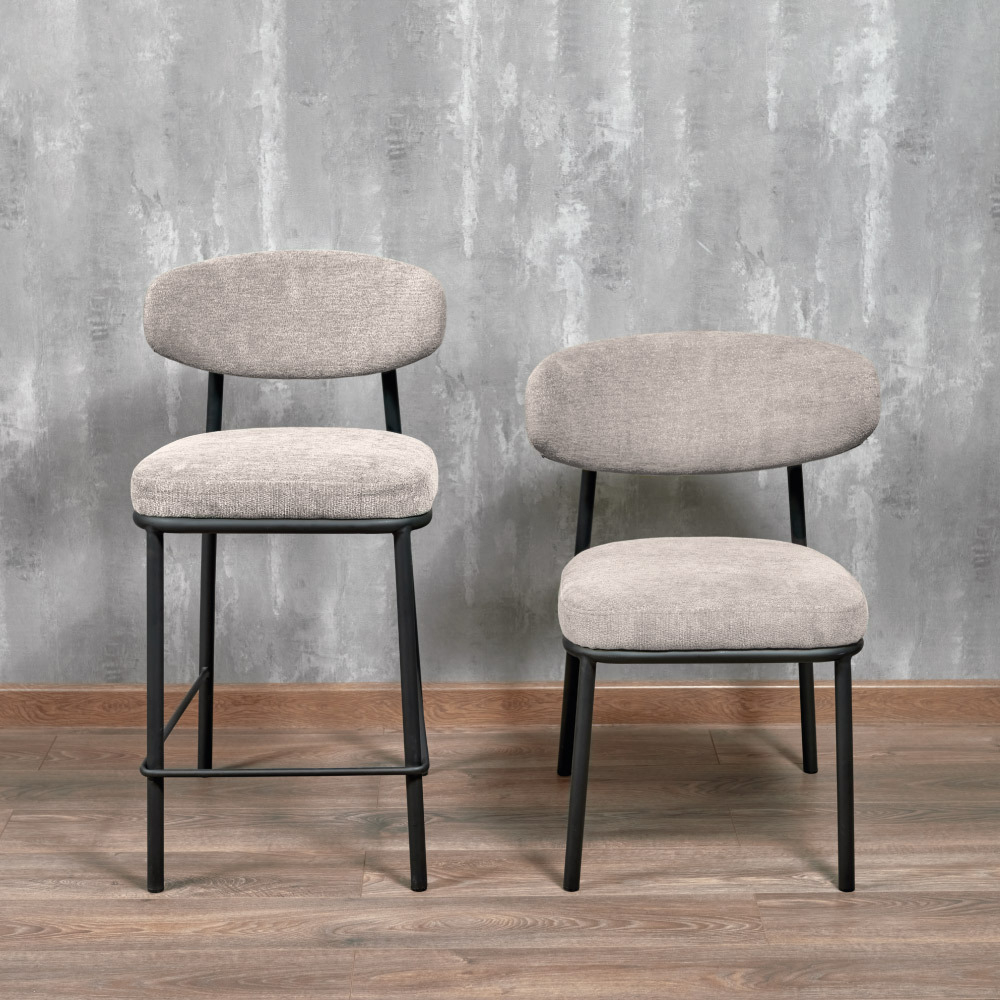 Стул Lucas 2 латте шенилл с чёрными ножками