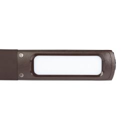TLD-542 Brown-LED-300Lm-5000K-Dimmer Светильник настольный c часами. календарем. термометром. 5W. Сенсорный выключатель. Коричневый стилизован под кожу. TM Uniel.