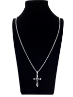 Бижутерная подвеска крестик на серебристой цепочке из стали
