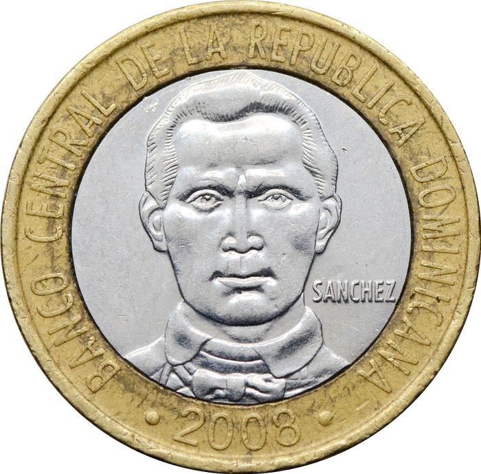 5 песо 2008 Доминикана XF