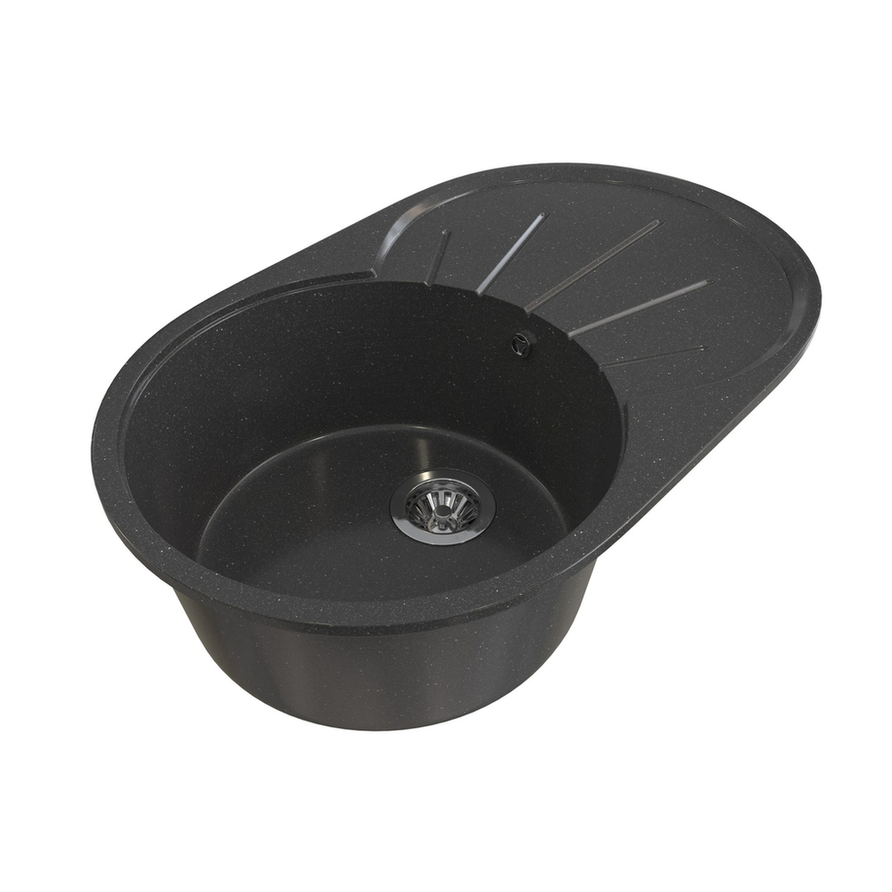 Мойка ML-GMS05 СТАНДАРТ овальная с крылом, черный (308), 740*455*190мм