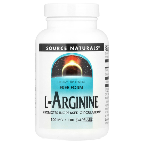 Source Naturals, L-аргинин, в свободной форме, 100 капсул