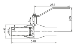 Кран шаровый Temper Ду80 Ру25 стандартнопроходной тип 282 приварной, ст. 20, L=370 мм