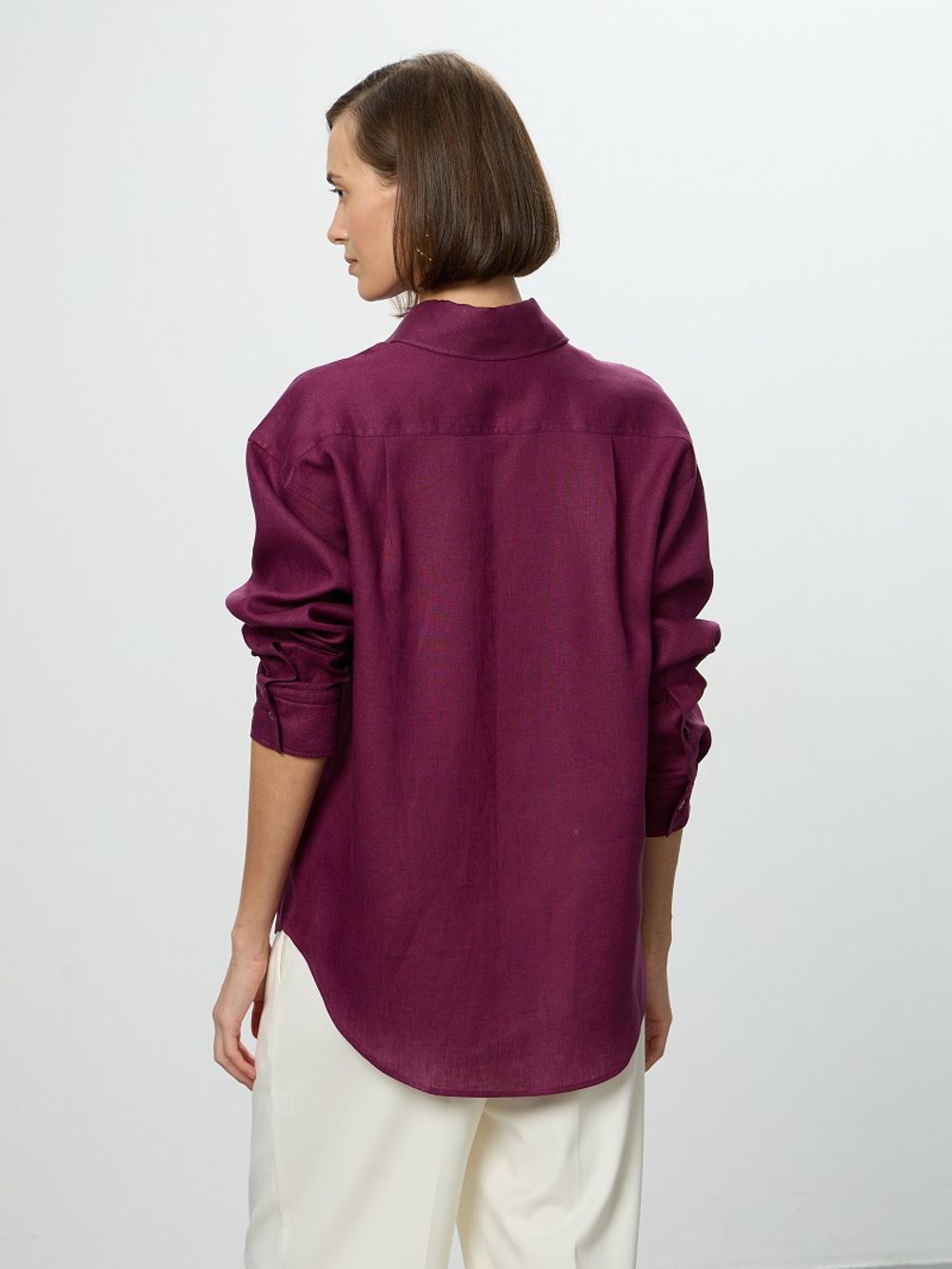 Рубашка Хельсинки бордо лён