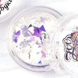 Zoo nail Камифубуки треугольники белые голография, 1гр