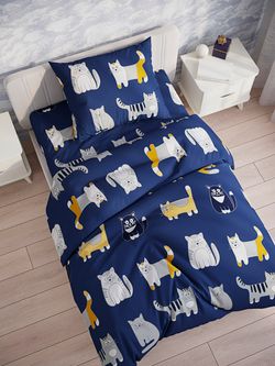 Постельное белье Simple House "Sinder (полисатин)" 1,5-сп Наволочка 50х70 см 1 шт Простынь на резинке 90х200 см Пододеяльник 145х215 см