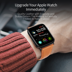 Ремешок из натуральной кожи коричневого цвета от Dux Ducis для смарт часов Apple Watch 42, 44, 45, 46, 49мм, серия Business Series
