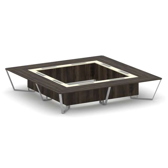 Steel Meet Стол переговорный квадратный KM-PR.B.SP-20K2 Дуб Мали/Ваниль Глянец/Металл Серый 4000*400